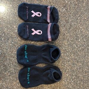 Pure Barre Black Socks with Pink and Teal Dots